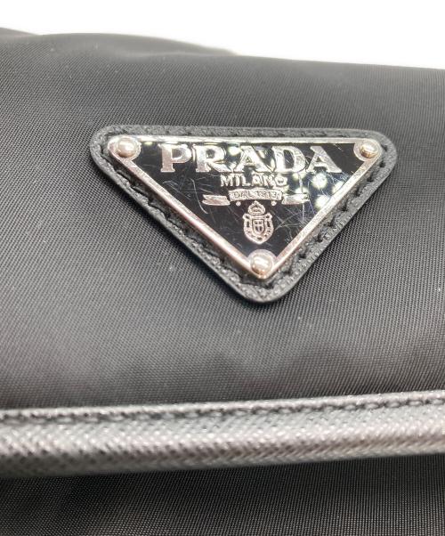PRADA（プラダ）PRADA (プラダ) ReNylon×サフィアーノレザーショルダーバッグ ブラックの古着・服飾アイテム