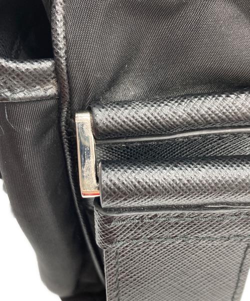 PRADA（プラダ）PRADA (プラダ) ReNylon×サフィアーノレザーショルダーバッグ ブラックの古着・服飾アイテム