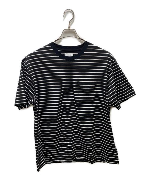 KAJA（カジャ）KAJA (カジャ) HIGH GAUGE BORDER POCKET TEE ボーダーTシャツ ブラック×ホワイト サイズ:2の古着・服飾アイテム