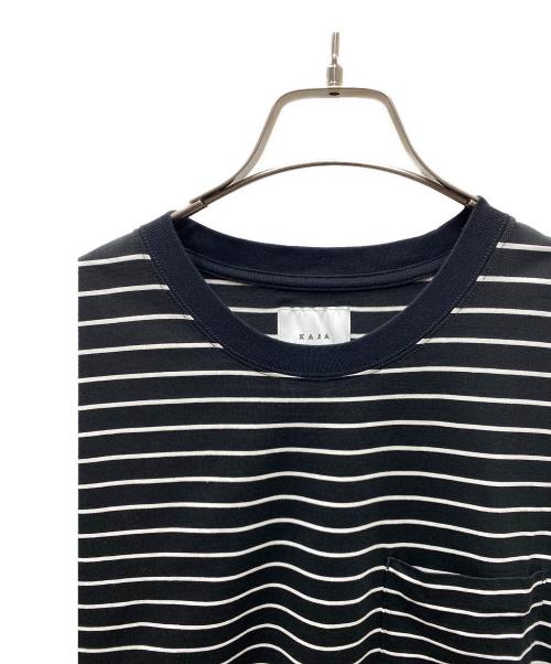 KAJA（カジャ）KAJA (カジャ) HIGH GAUGE BORDER POCKET TEE ボーダーTシャツ ブラック×ホワイト サイズ:2の古着・服飾アイテム