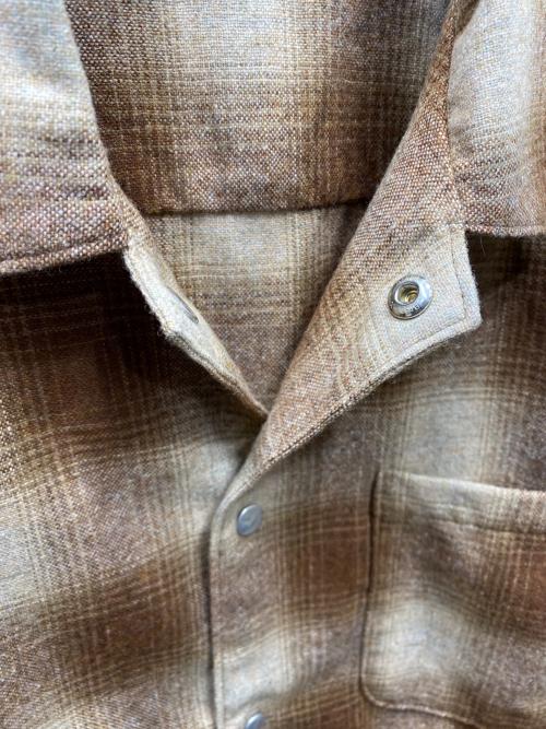 OVY（オヴィー）OVY (オヴィー) Ombre Check Shirt Jacket オンブレチェック シャツ ジャケット ブラウン サイズ:Lの古着・服飾アイテム