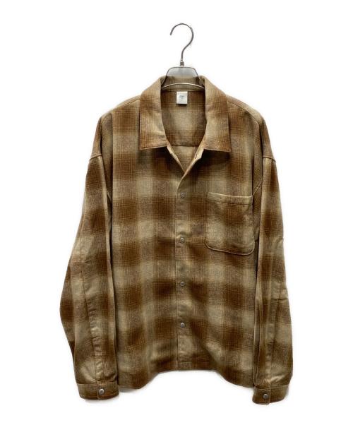 OVY（オヴィー）OVY (オヴィー) Ombre Check Shirt Jacket オンブレチェック シャツ ジャケット ブラウン サイズ:Lの古着・服飾アイテム