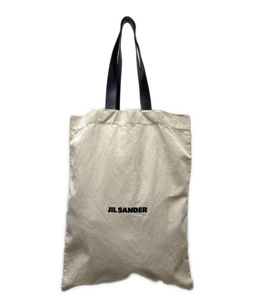JIL SANDER（ジルサンダー）JIL SANDER (ジルサンダー) ロゴプリント トップハンドル トートバッグ キナリ×ブラックの古着・服飾アイテム