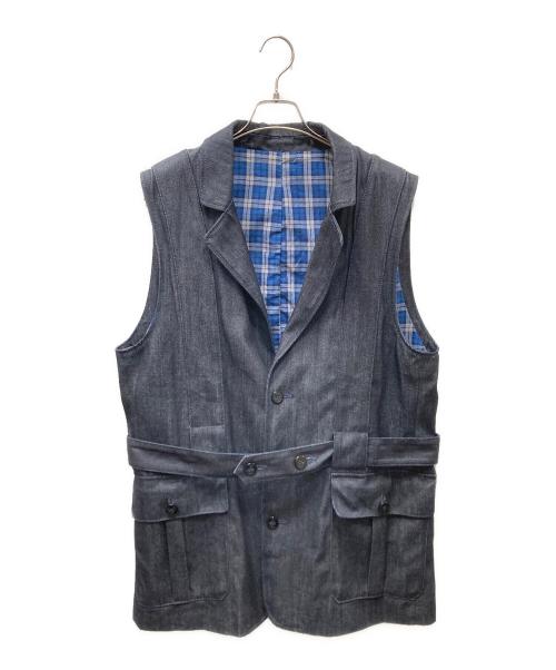 EVISU（エヴィス）EVISU (エヴィス) マリンボタン デニムベスト ブラック×ブルー サイズ:SIZE Freeの古着・服飾アイテム