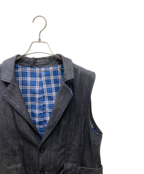 EVISU（エヴィス）EVISU (エヴィス) マリンボタン デニムベスト ブラック×ブルー サイズ:SIZE Freeの古着・服飾アイテム