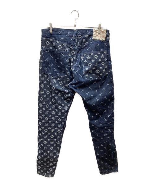 EVISU（エヴィス）EVISU (エヴィス) 家紋柄 デニムパンツ ブルー サイズ:34の古着・服飾アイテム