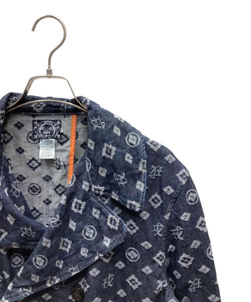 EVISU（エヴィス）EVISU (エヴィス) 家紋柄 デニムジャケット ブルー サイズ:46の古着・服飾アイテム