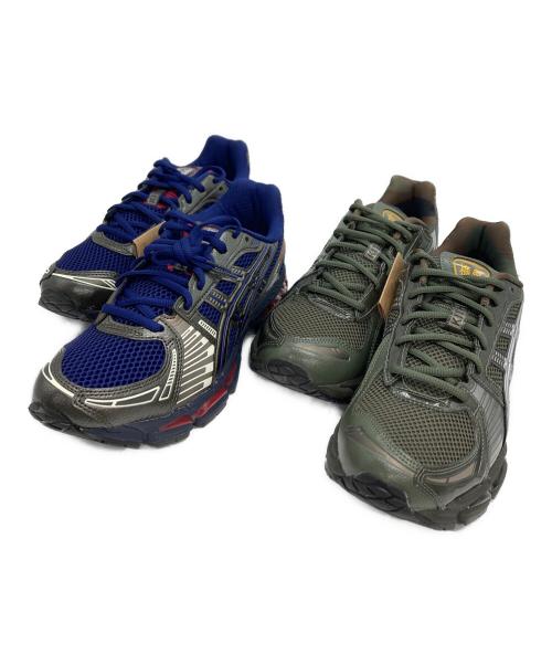 asics（アシックス）asics (アシックス) KITH (キス) 【2足セット】GEL-KAYANO 12.1 ローカットスニーカー ①ネイビー×グレー ②グリーン サイズ:27㎝ 未使用品の古着・服飾アイテム