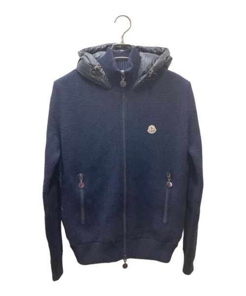 MONCLER（モンクレール）MONCLER (モンクレール) MAGLIONE TRICOT CARDIGAN ウールニット切替ダウンジャケット ブラック×ネイビー サイズ:SIZE　Sの古着・服飾アイテム