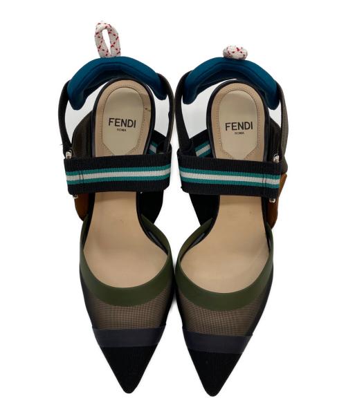 FENDI（フェンディ）FENDI (フェンディ) コリブリスリングバッグシューズ ブラック×ブルー サイズ:34の古着・服飾アイテム