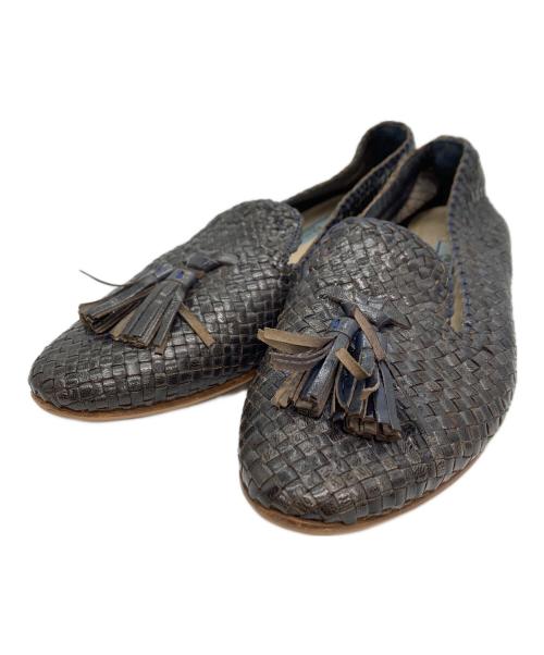 PRADA（プラダ）PRADA (プラダ) レザーメッシュ イントレチャート レザータッセル ローファー ブラック サイズ:SIZE 36の古着・服飾アイテム