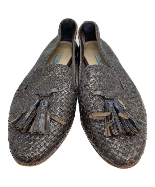 PRADA（プラダ）PRADA (プラダ) レザーメッシュ イントレチャート レザータッセル ローファー ブラック サイズ:SIZE 36の古着・服飾アイテム