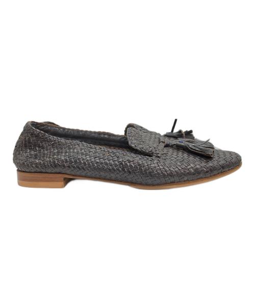PRADA（プラダ）PRADA (プラダ) レザーメッシュ イントレチャート レザータッセル ローファー ブラック サイズ:SIZE 36の古着・服飾アイテム