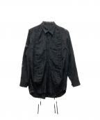 NOWLノウル）の古着「カットジャガードシャーリングシャツ」｜ブラック