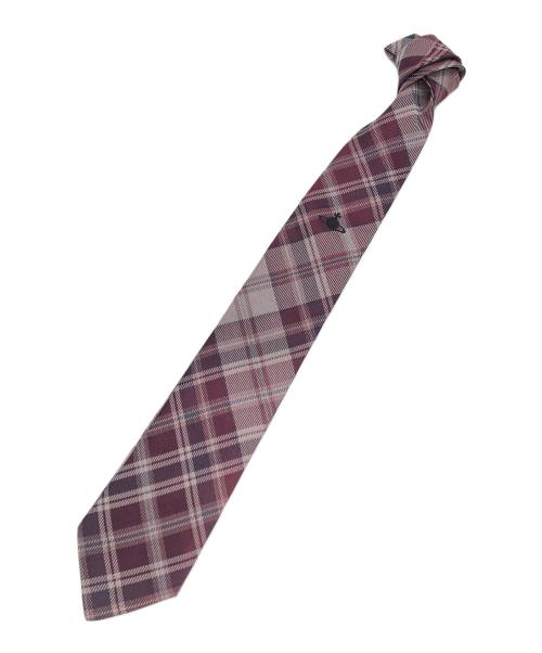 Vivienne Westwood（ヴィヴィアンウエストウッド）Vivienne Westwood (ヴィヴィアンウエストウッド) オーブデザインチェックネクタイ パープル サイズ:サイズ表記無しの古着・服飾アイテム