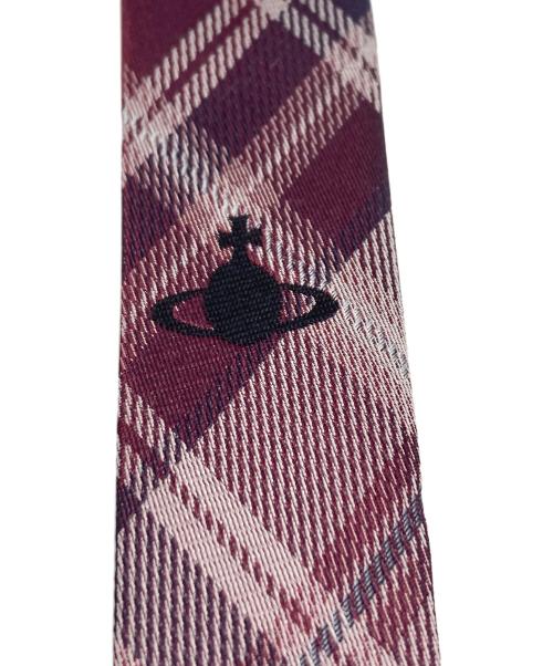 Vivienne Westwood（ヴィヴィアンウエストウッド）Vivienne Westwood (ヴィヴィアンウエストウッド) オーブデザインチェックネクタイ パープル サイズ:サイズ表記無しの古着・服飾アイテム