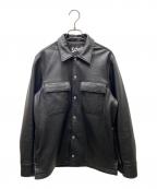 Schottショット）の古着「LAMB LEATHER PATCH POCKET SHIRT ラムレザーパッチポケットシャツ」｜ブラック