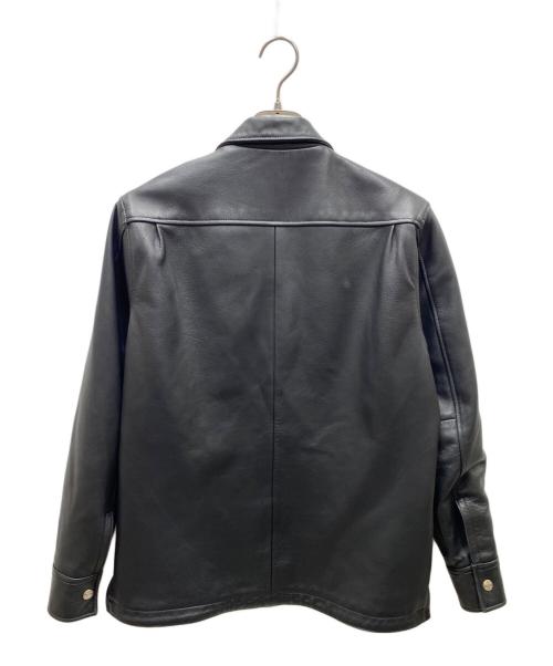 Schott（ショット）Schott (ショット) LAMB LEATHER PATCH POCKET SHIRT ラムレザーパッチポケットシャツ ブラック サイズ:Mの古着・服飾アイテム