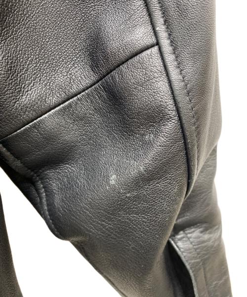 Schott（ショット）Schott (ショット) LAMB LEATHER PATCH POCKET SHIRT ラムレザーパッチポケットシャツ ブラック サイズ:Mの古着・服飾アイテム