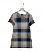BLUE LABEL CRESTBRIDGEブルーレーベルクレストブリッジ）の古着「半袖チェックワンピース」｜ブルー×グレー