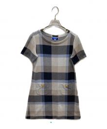 BLUE LABEL CRESTBRIDGE（ブルーレーベルクレストブリッジ）の古着「半袖チェックワンピース」｜ブルー×グレー