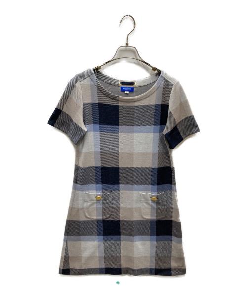 BLUE LABEL CRESTBRIDGE（ブルーレーベルクレストブリッジ）BLUE LABEL CRESTBRIDGE (ブルーレーベルクレストブリッジ) 半袖チェックワンピース ブルー×グレー サイズ:サイズⅯの古着・服飾アイテム
