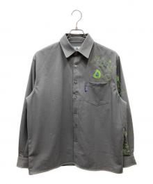 ADWYSD（エー・ディー・ダブリュー・ワイ・エス・ディー）の古着「Handstyle LS Shirt ステッチデザインシャツ」｜グレー×グリーン
