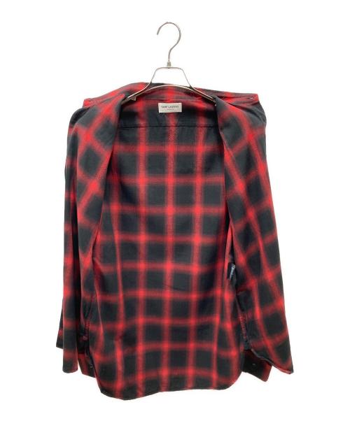 Saint Laurent Paris（サンローランパリ）Saint Laurent Paris (サンローランパリ) オンブレシャツ ブラック×レッド サイズ:39の古着・服飾アイテム