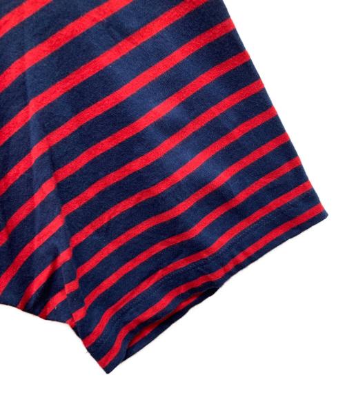 PRADA（プラダ）PRADA (プラダ) Striped Pocket T-Shirt ボーダーポケットTシャツ ネイビー×レッド サイズ:XXLの古着・服飾アイテム