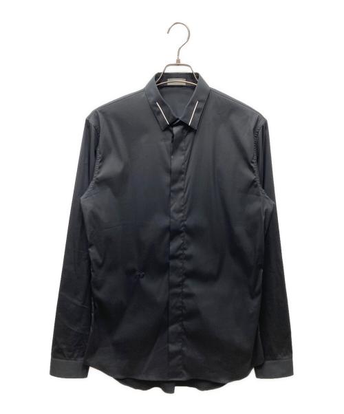 DIOR HOMME（ディオール オム）Dior Homme (ディオール オム) BEE刺繍 比翼カラーシャツ ブラック サイズ:39の古着・服飾アイテム