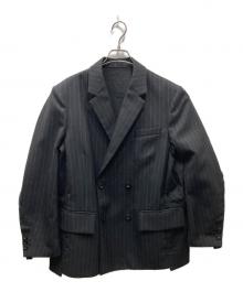 sacai（サカイ）の古着「Chalk Stripe x Rip Stop Jacket テーラードジャケット」｜ブラック