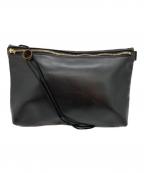 texnhテクネ）の古着「SQUARE ZIP SHOULDER / LOOPTEX レザーショルダーバッグ」｜ブラック