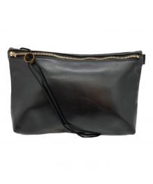texnh（テクネ）の古着「SQUARE ZIP SHOULDER / LOOPTEX レザーショルダーバッグ」｜ブラック