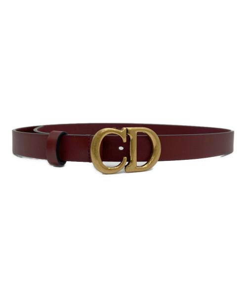 Christian Dior（クリスチャン ディオール）Christian Dior (クリスチャン ディオール) CDロゴベルト ボルドー×ゴールド サイズ:70の古着・服飾アイテム