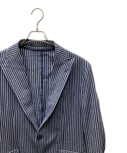 TAGLIATORE（タリアトーレ）TAGLIATORE (タリアトーレ) ストライプテーラードジャケット ネイビー×グレー サイズ:SIZE 50/Rの古着・服飾アイテム