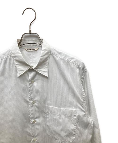 AURALEE（オーラリー）AURALEE (オーラリー) FINX SILK STRIPE SHIRTS シルクストライプシャツ ホワイト サイズ:SIZE 4の古着・服飾アイテム