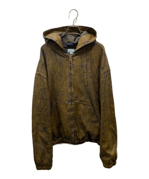 GUESS（ゲス）GUESS (ゲス) COATED DENIM HOODED JACKET コーティングフーデットジャケット ブラウン サイズ:Mの古着・服飾アイテム