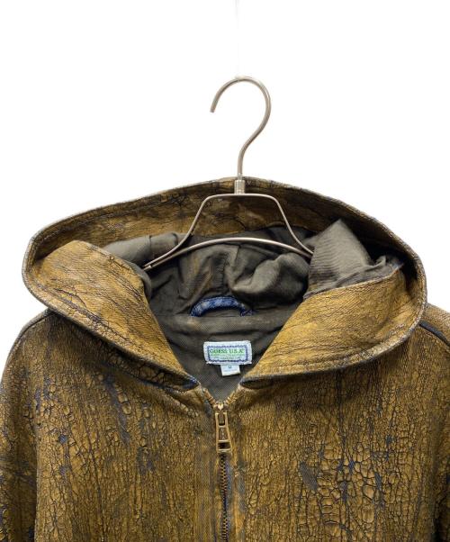 GUESS（ゲス）GUESS (ゲス) COATED DENIM HOODED JACKET コーティングフーデットジャケット ブラウン サイズ:Mの古着・服飾アイテム