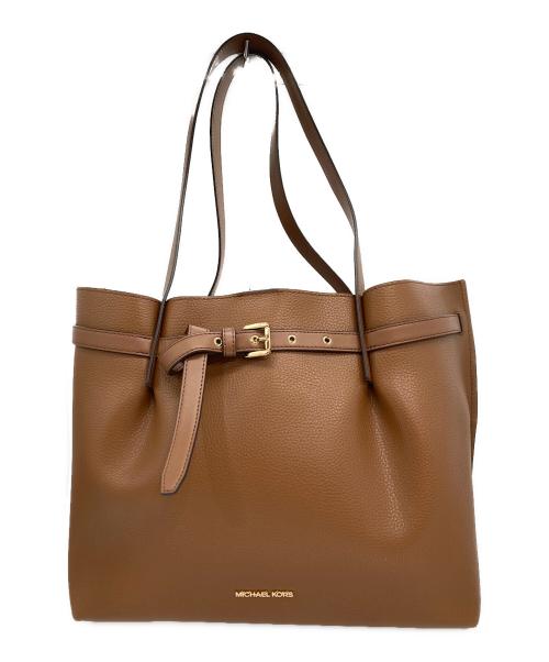 MICHAEL KORS（マイケルコース）MICHAEL KORS (マイケルコース) Emilia Large Pebbled Leather Tote Bag レザートートバッグ ブラウンの古着・服飾アイテム