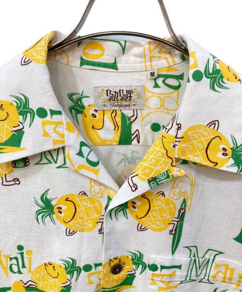 Sun Surf（サンサーフ）Sun Surf (サンサーフ) コットンリネン パイナップル アロハシャツ アイボリー×イエロー サイズ:Mの古着・服飾アイテム