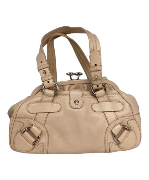 CELINE（セリーヌ）CELINE (セリーヌ) がま口 レザー ハンドバッグ ピンクベージュの古着・服飾アイテム