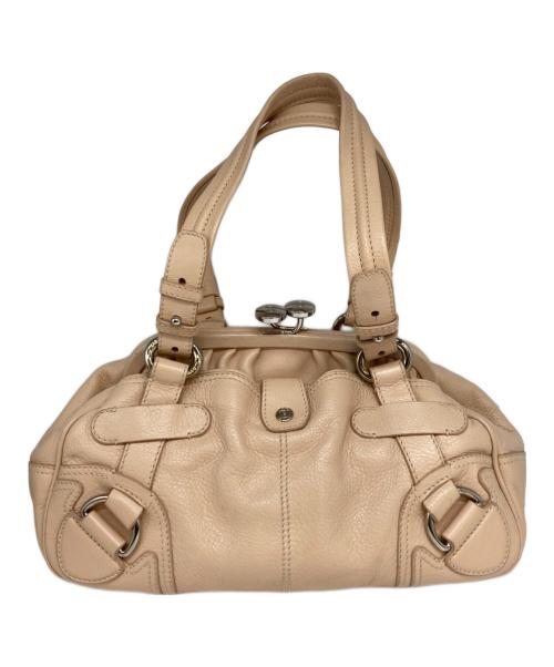CELINE（セリーヌ）CELINE (セリーヌ) がま口 レザー ハンドバッグ ピンクベージュの古着・服飾アイテム
