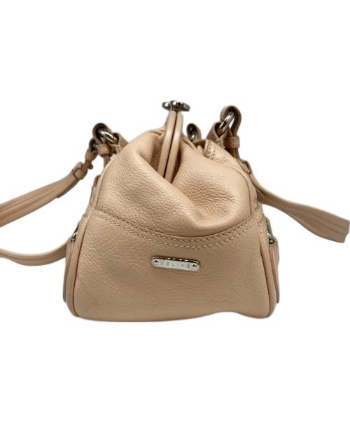 CELINE（セリーヌ）CELINE (セリーヌ) がま口 レザー ハンドバッグ ピンクベージュの古着・服飾アイテム
