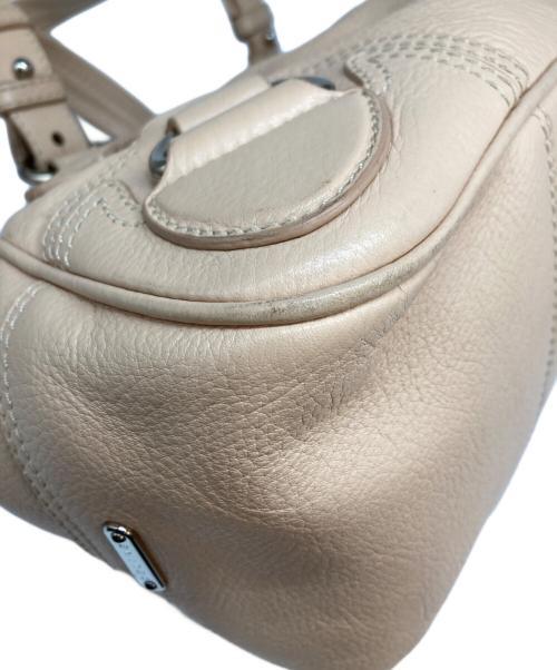 CELINE（セリーヌ）CELINE (セリーヌ) がま口 レザー ハンドバッグ ピンクベージュの古着・服飾アイテム