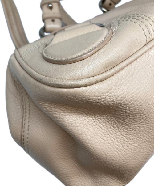 CELINE（セリーヌ）CELINE (セリーヌ) がま口 レザー ハンドバッグ ピンクベージュの古着・服飾アイテム