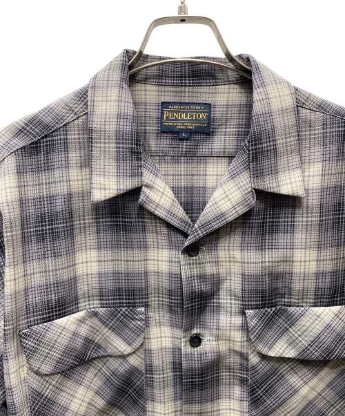 PENDLETON（ペンドルトン）PENDLETON (ペンドルトン) オープンカラーチェックシャツ パープル×グレー サイズ:Lの古着・服飾アイテム