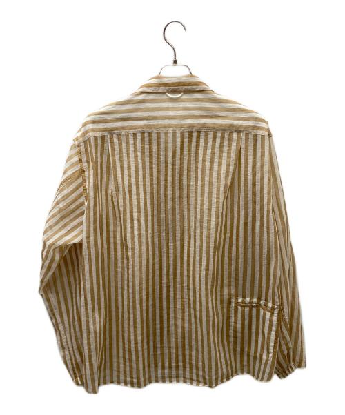 迷迭香（マンネンロウ）迷迭香 (マンネンロウ) MESH SHIRT L/S メッシュストライプシャツ ホワイト×ベージュ サイズ:4の古着・服飾アイテム