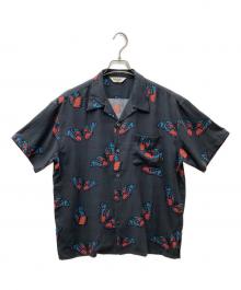 CALEE×MIHO MURAKAMI（キャリー×ミホ ムラカミ）の古着「MIHO MURAKAMI CL BUTTERFLY PATTERN SS SHIRT レーヨンポリ オープンカラーシャツ」｜グレー×ブルー