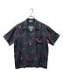 CALEE（キャリー）の古着「MIHO MURAKAMI CL BUTTERFLY PATTERN SS SHIRT レーヨンポリ オープンカラーシャツ」｜グレー×ブルー