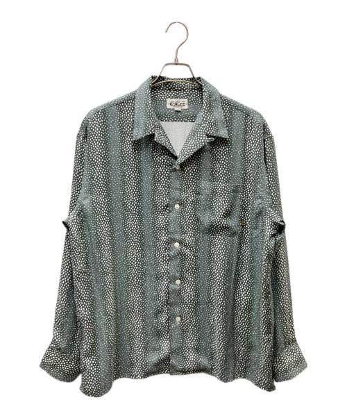 CALEE（キャリー）CALEE (キャリー) Stripe Pattern LS SH 長袖オープンカラーシャツ グリーン×ホワイト サイズ:SIZE Lの古着・服飾アイテム